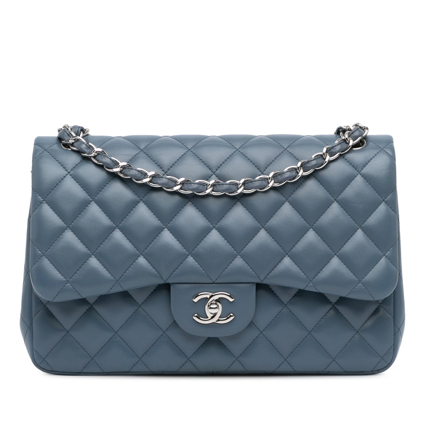 Chanel Jumbo Classic Lambskin Double Flap Blue