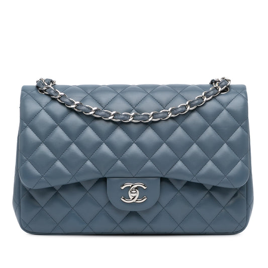 Chanel Jumbo Classic Lambskin Double Flap Blue