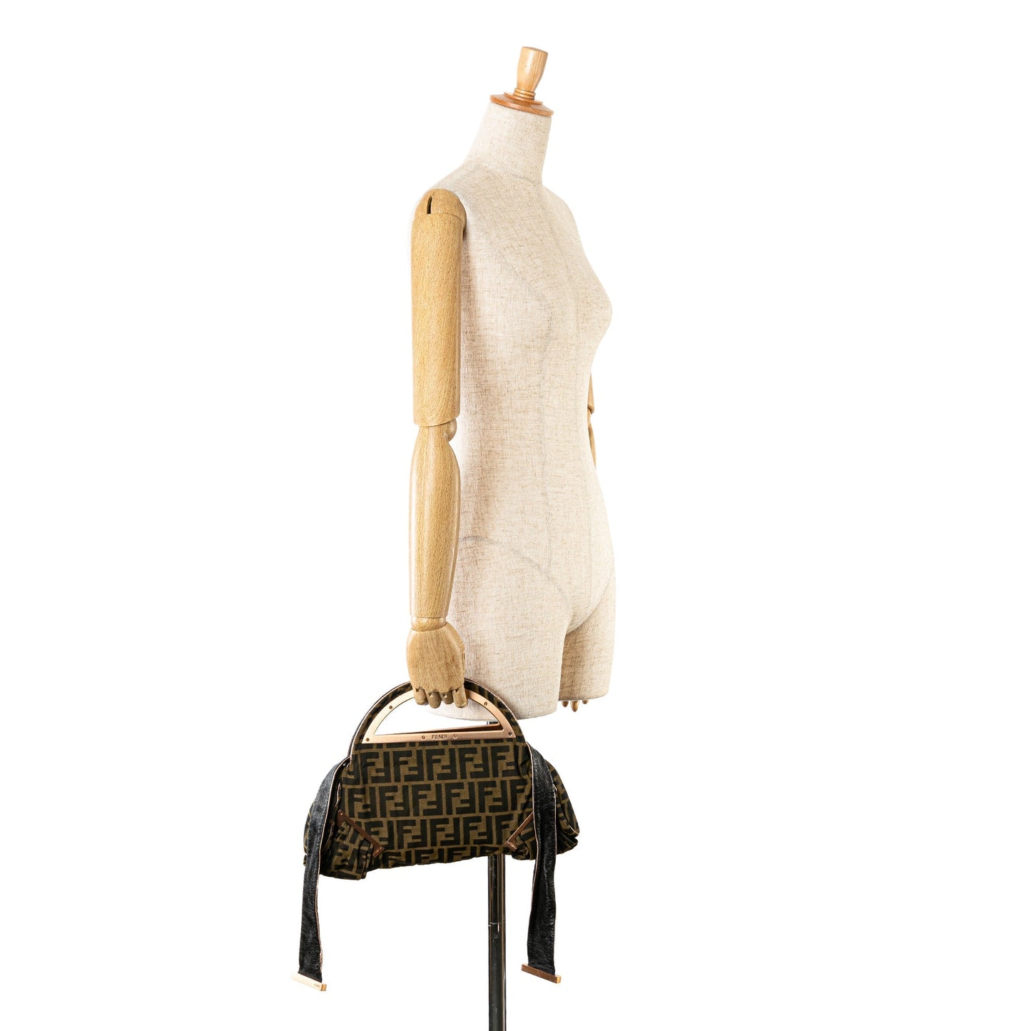 Fendi Zucca Canvas Smile Satchel Brown