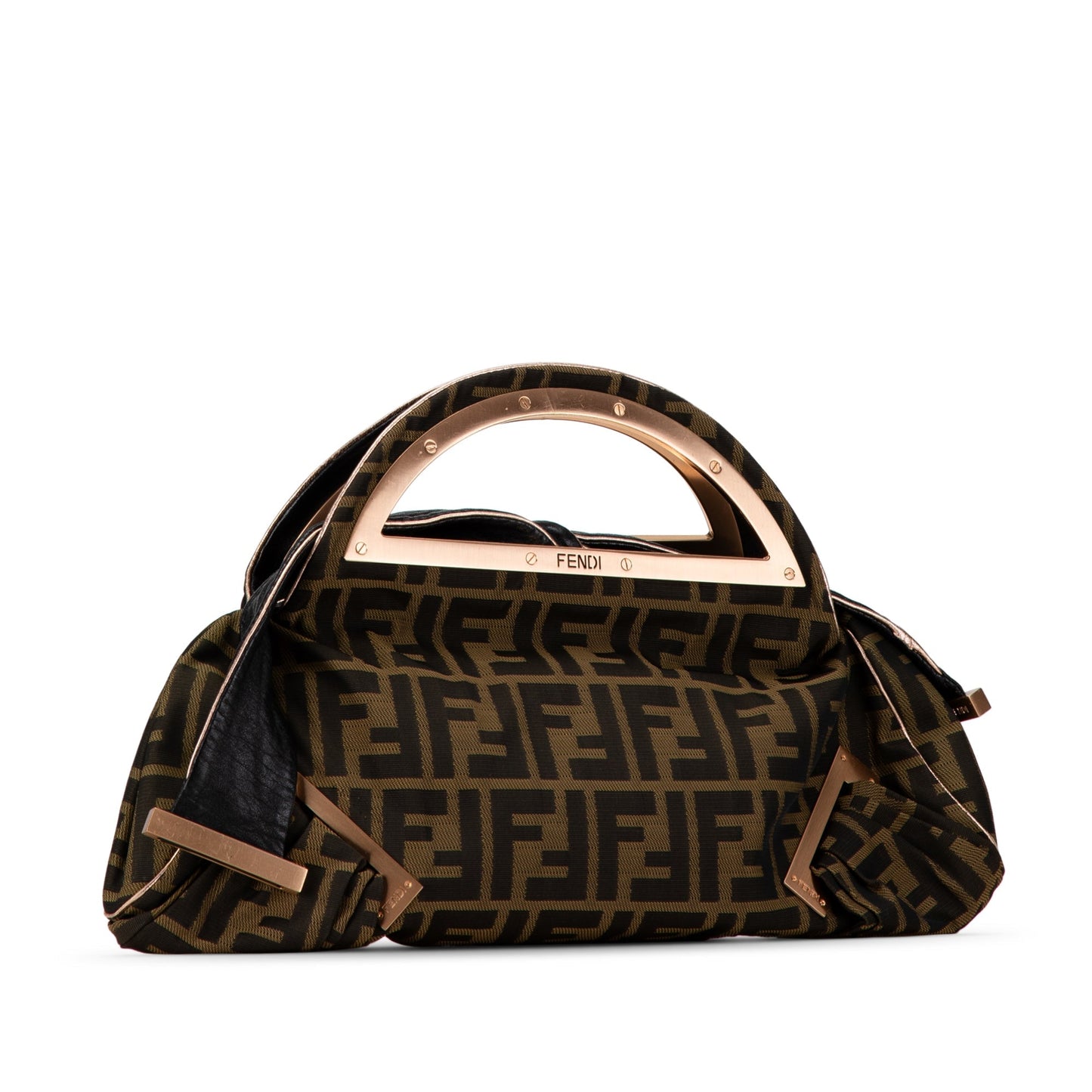 Fendi Zucca Canvas Smile Satchel Brown