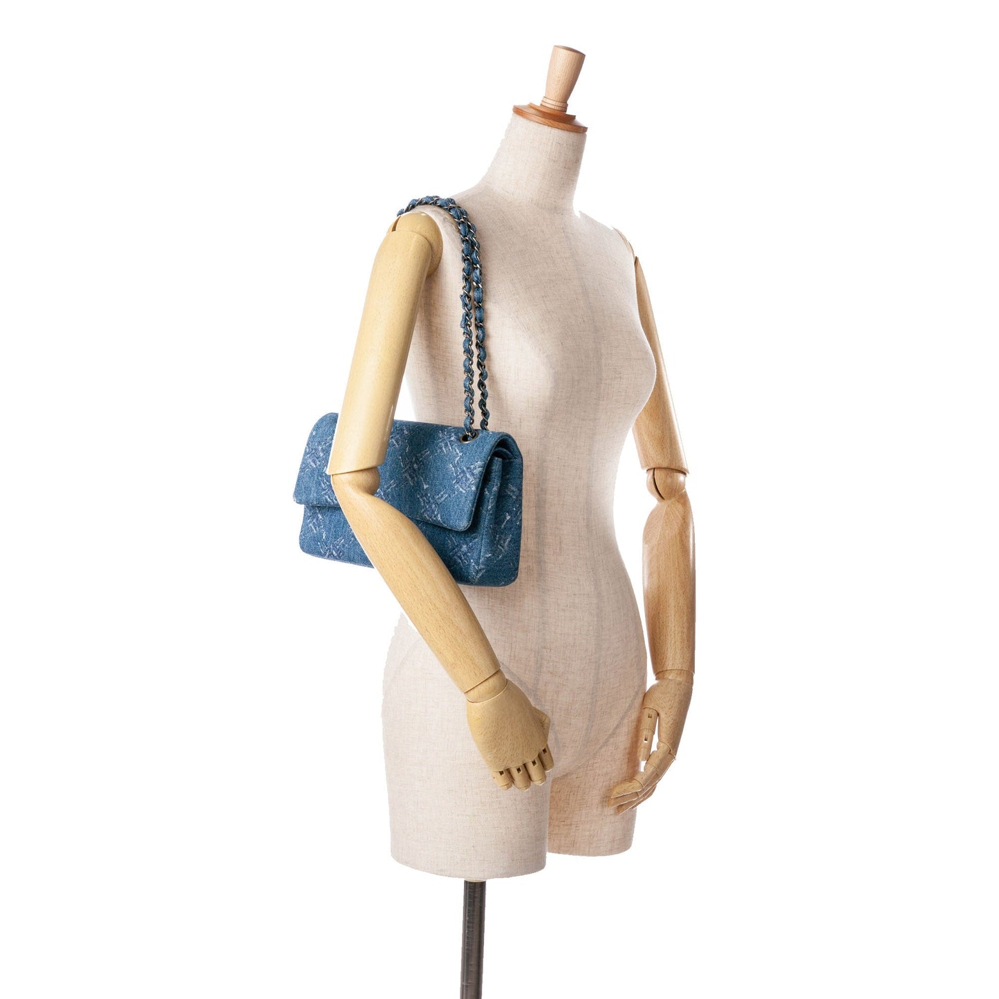 Chanel Medium Classic Printed Denim Double Flap Blue
