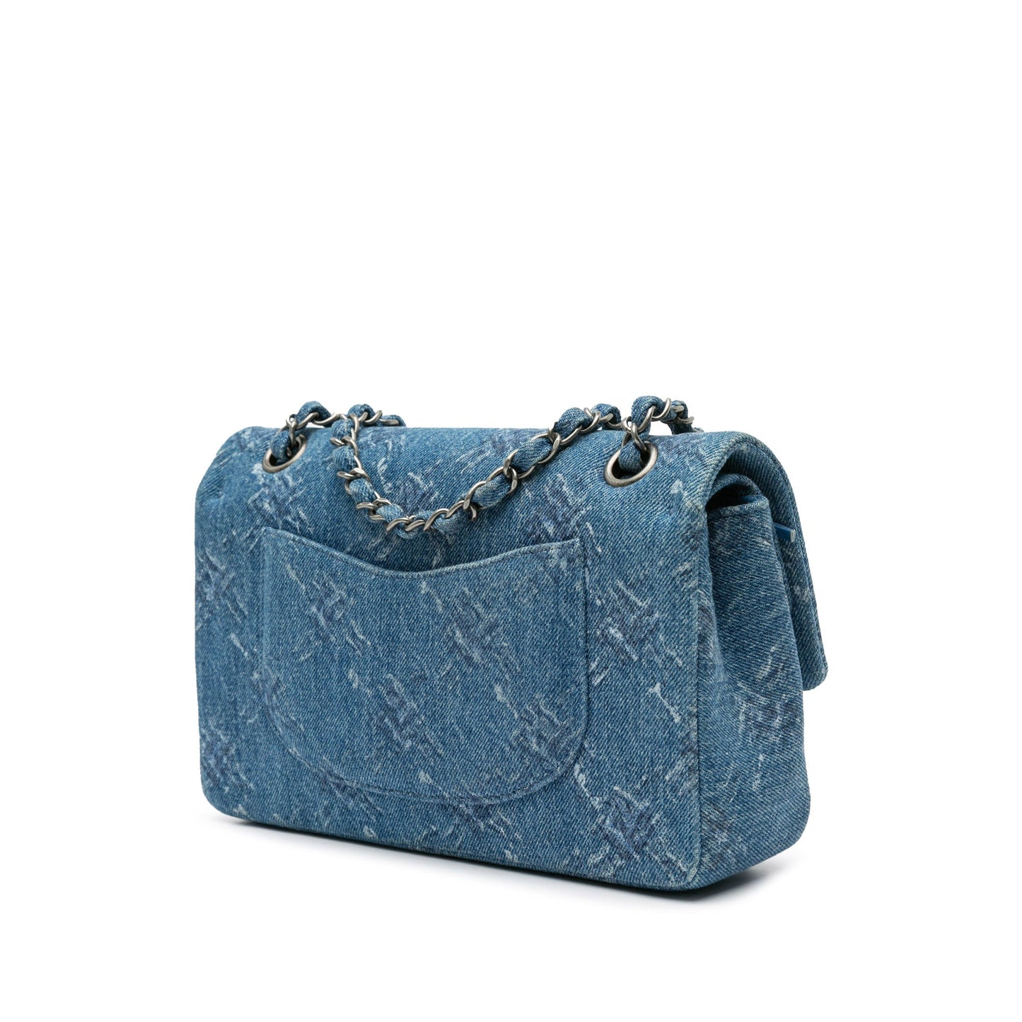 Chanel Medium Classic Printed Denim Double Flap Blue