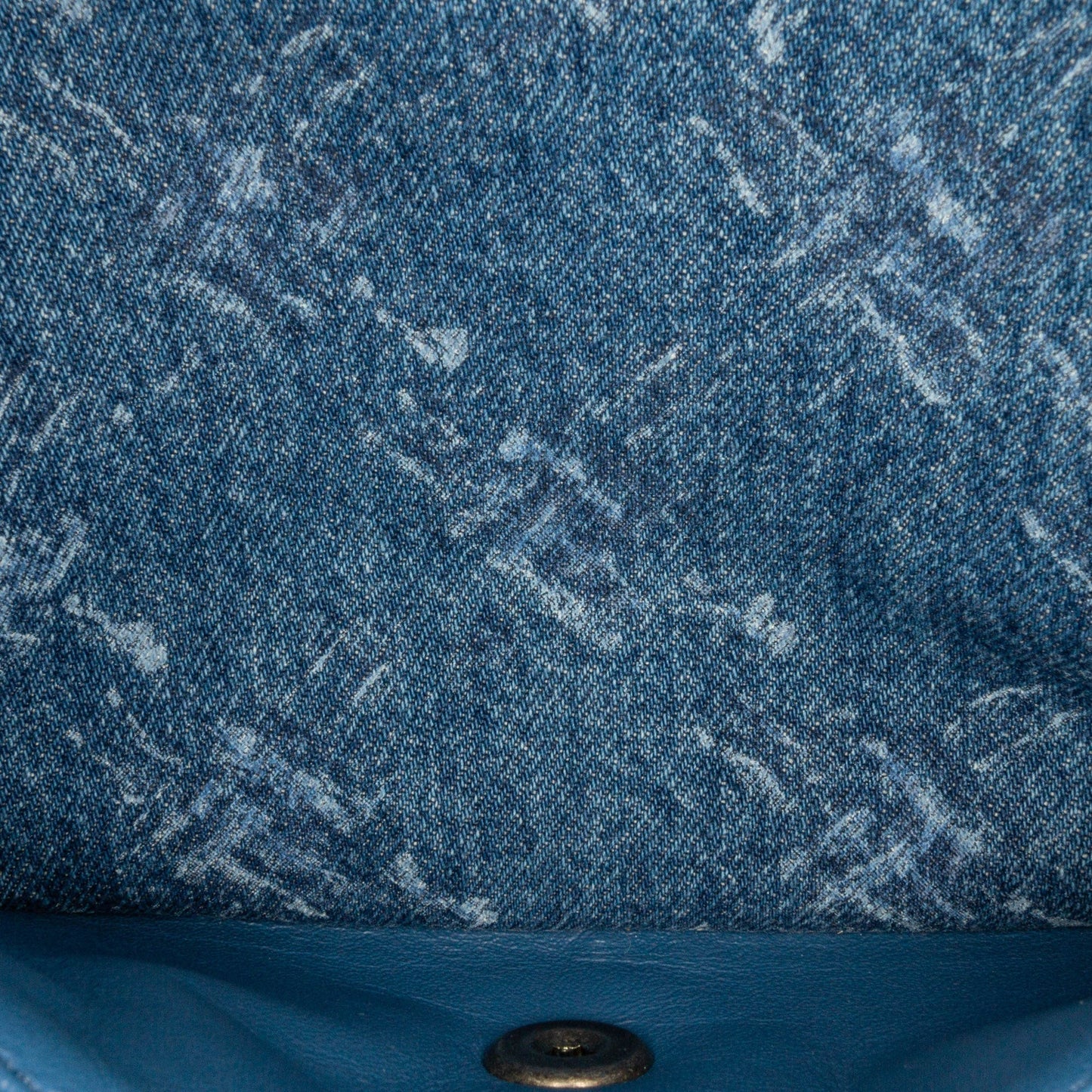 Chanel Medium Classic Printed Denim Double Flap Blue