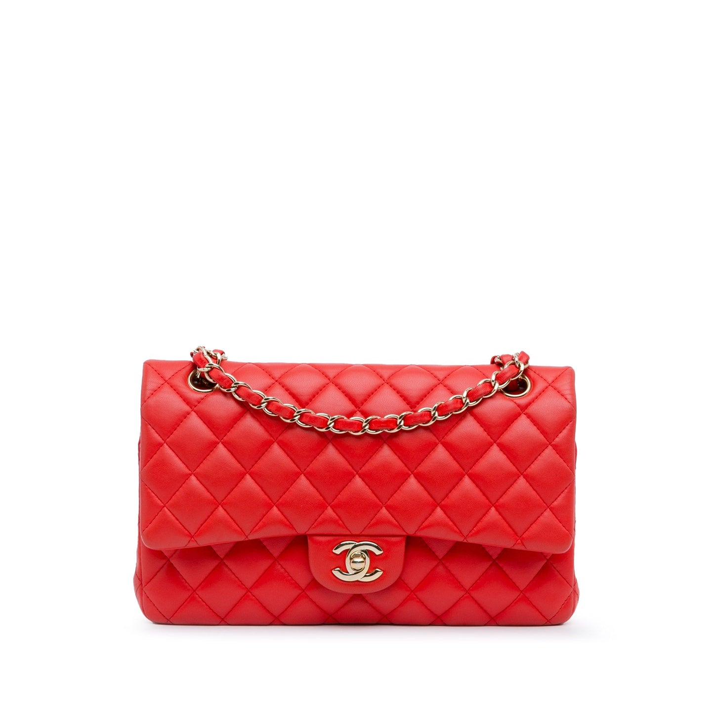 Chanel Medium Classic Lambskin Double Flap Red