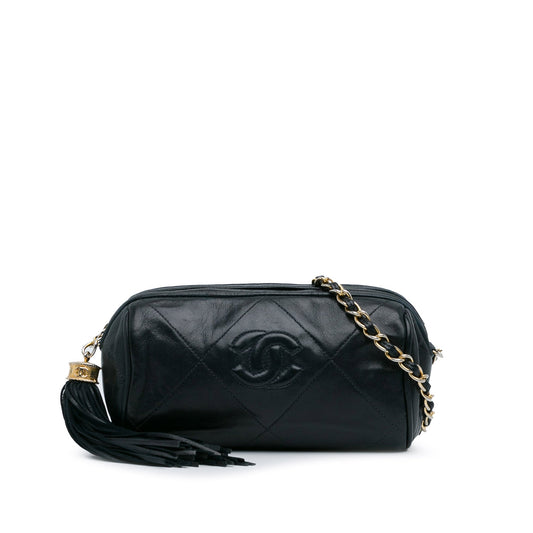 Chanel CC Lambskin Tassel Shoulder Bag Blue