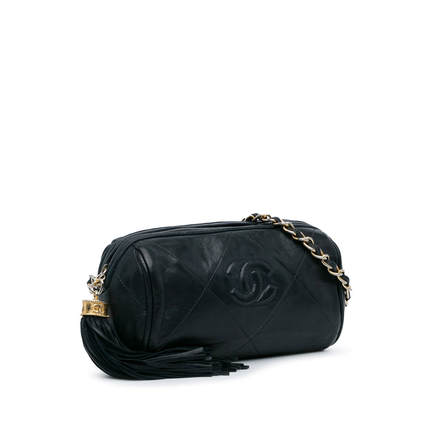 Chanel CC Lambskin Tassel Shoulder Bag Blue
