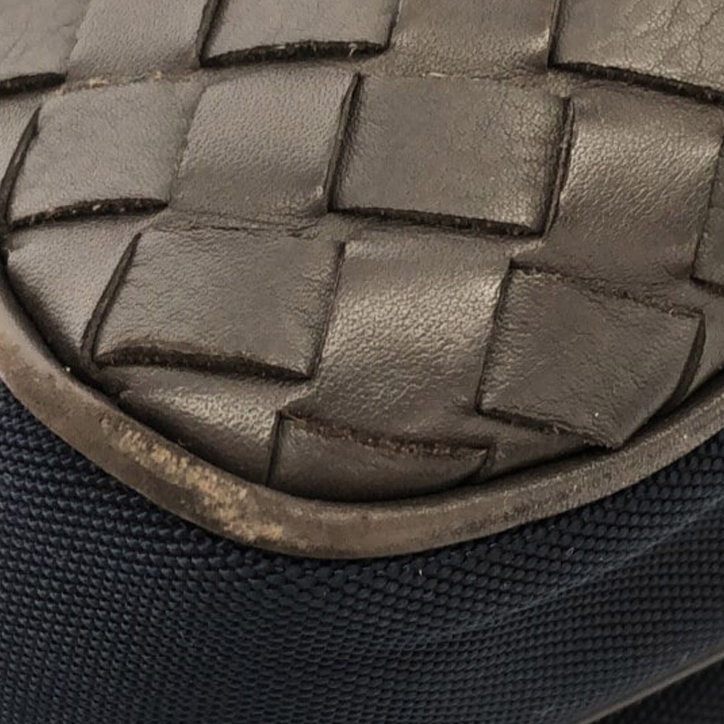 Bottega Veneta Intrecciato Leather and Canvas Crossbody Black