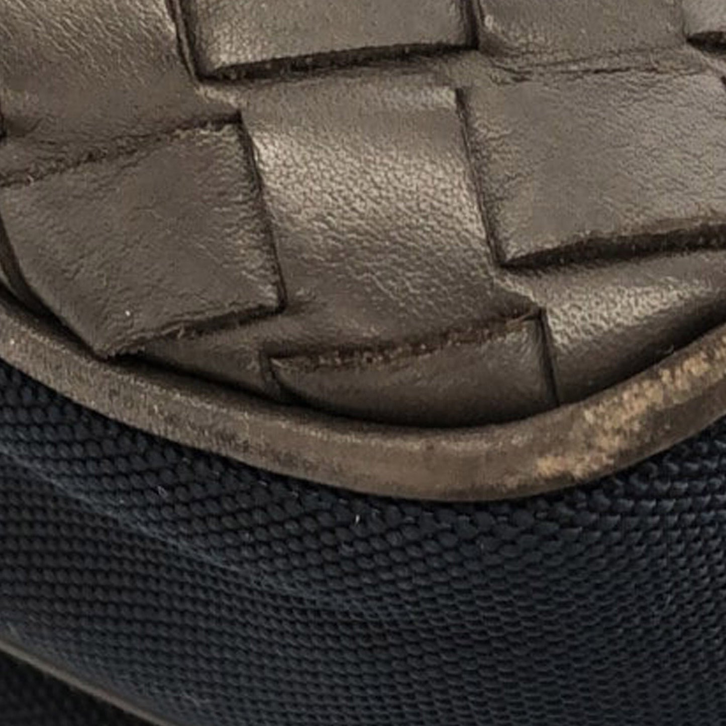 Bottega Veneta Intrecciato Leather and Canvas Crossbody Black