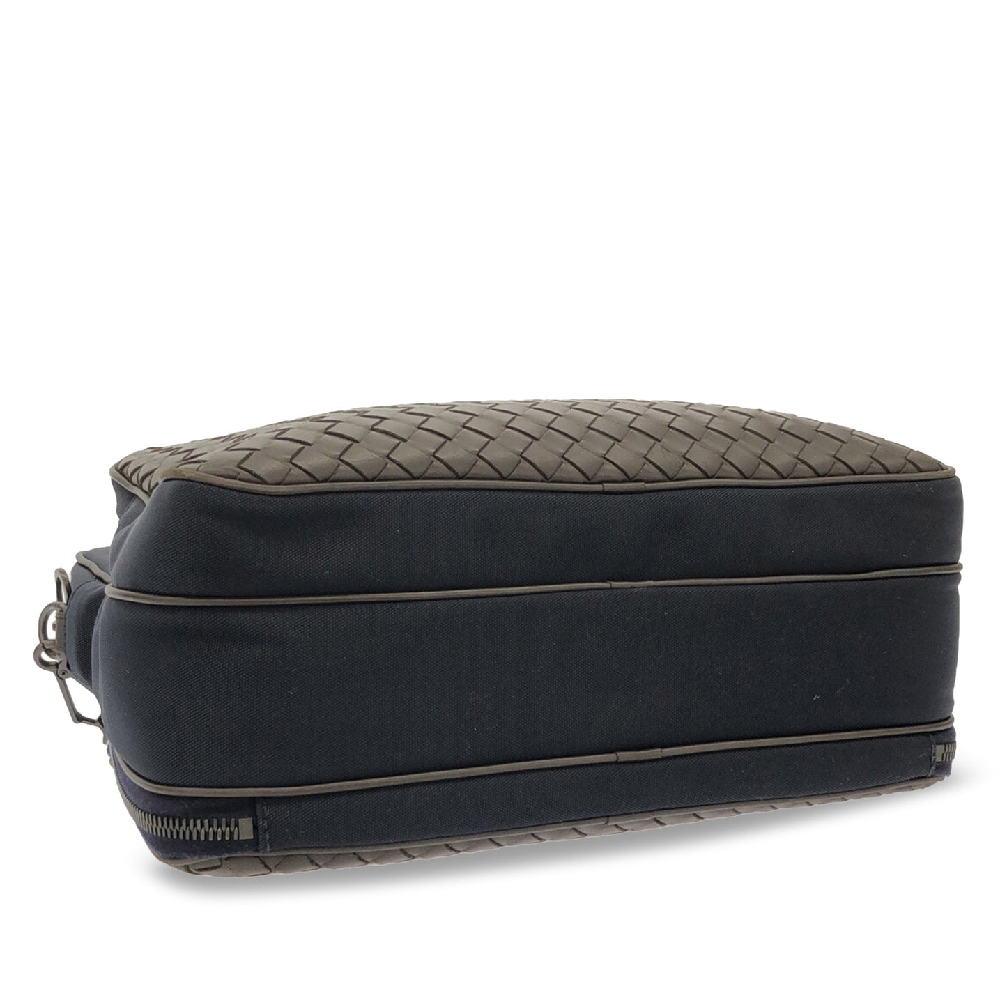 Bottega Veneta Intrecciato Leather and Canvas Crossbody Black