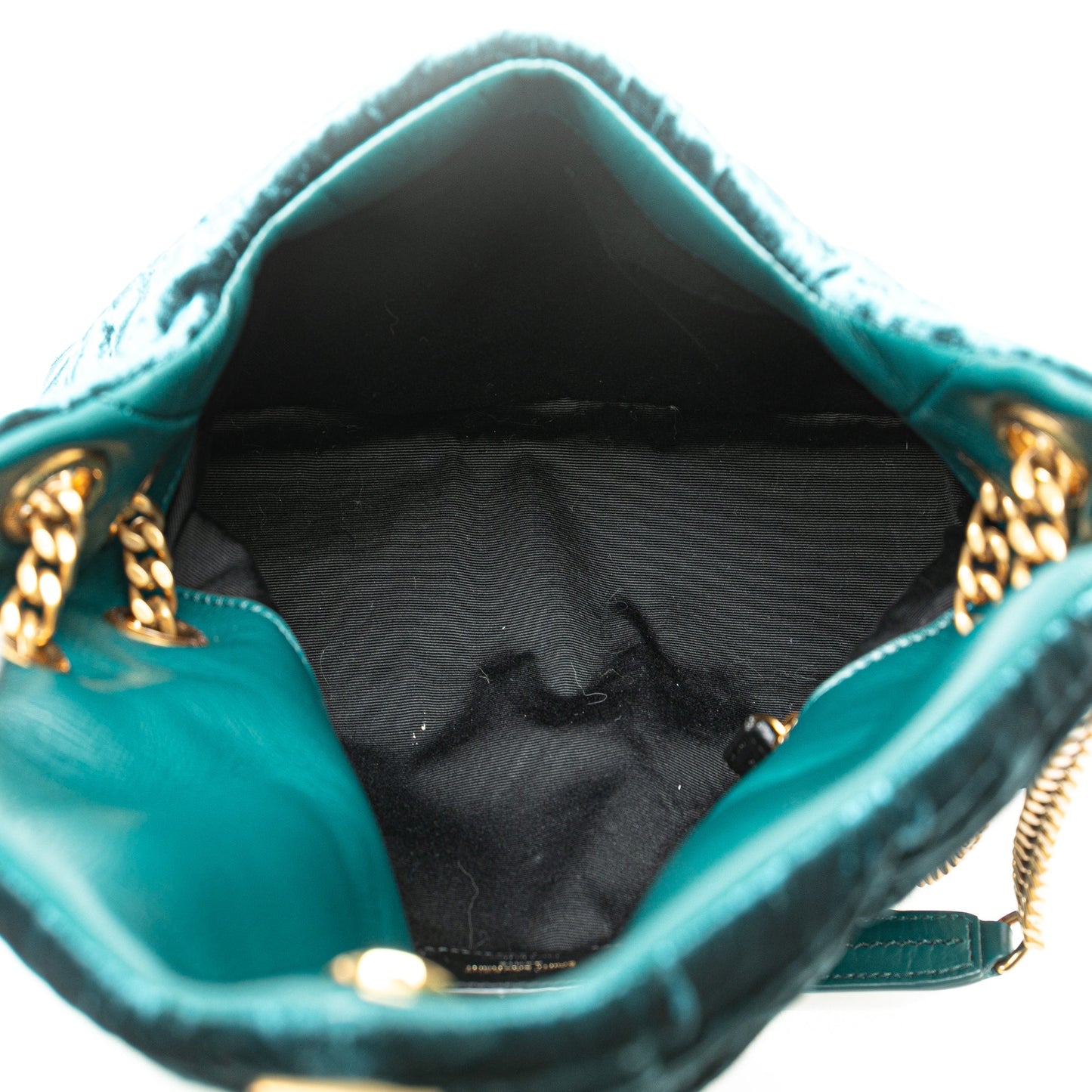 Saint Laurent Small Crushed Velvet Monogram Loulou Puffer Shoulder Bag Blue