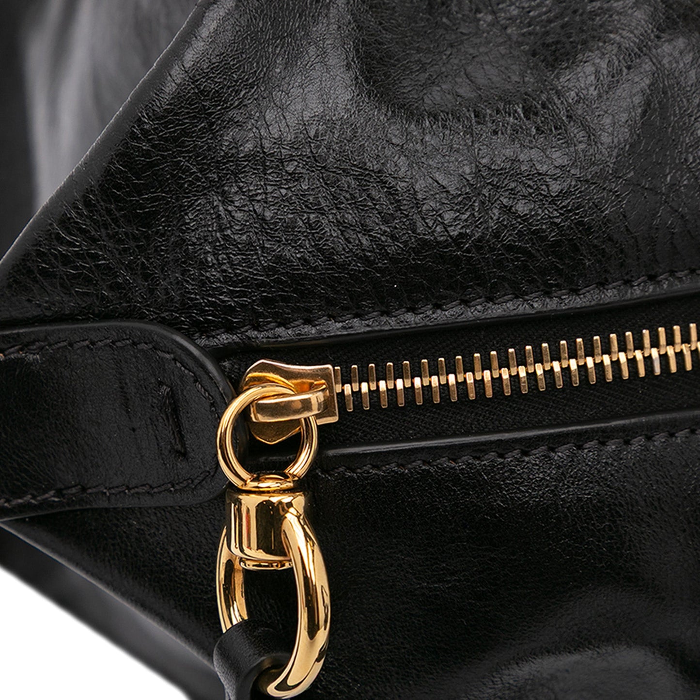Chloé Shiny Calfskin Paraty 24 Satchel Black