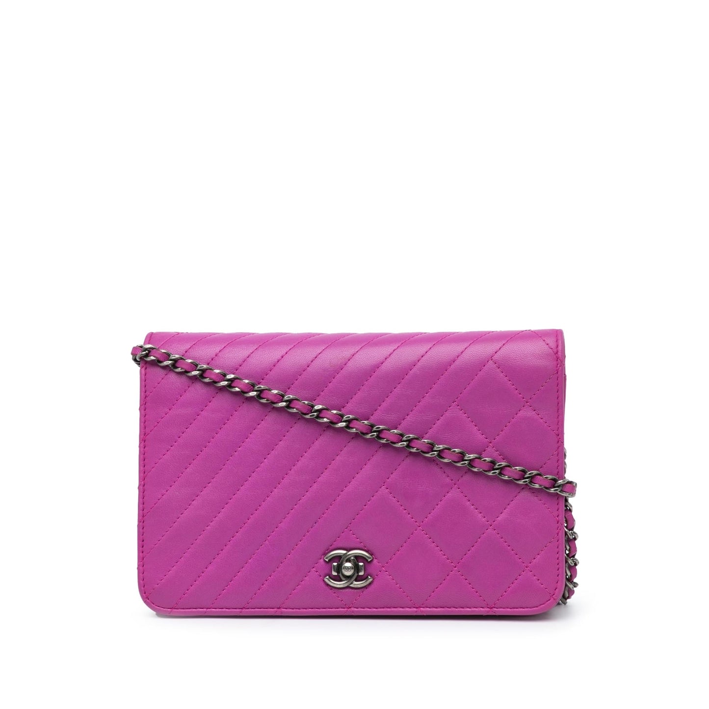 Chanel Lambskin Coco Boy Wallet On Chain Purple