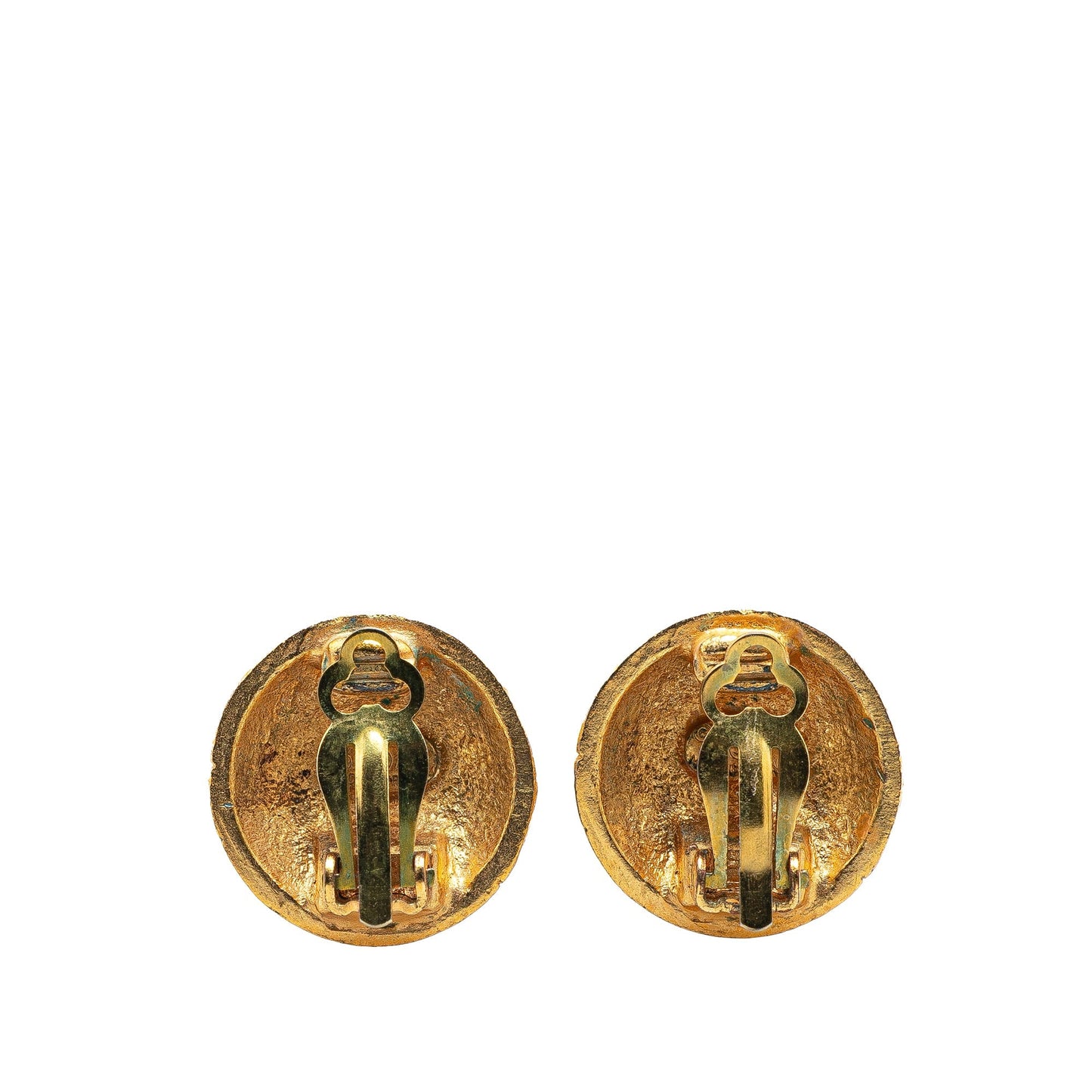 Chanel Gold Plated CC Round Clip on Earrings Gold