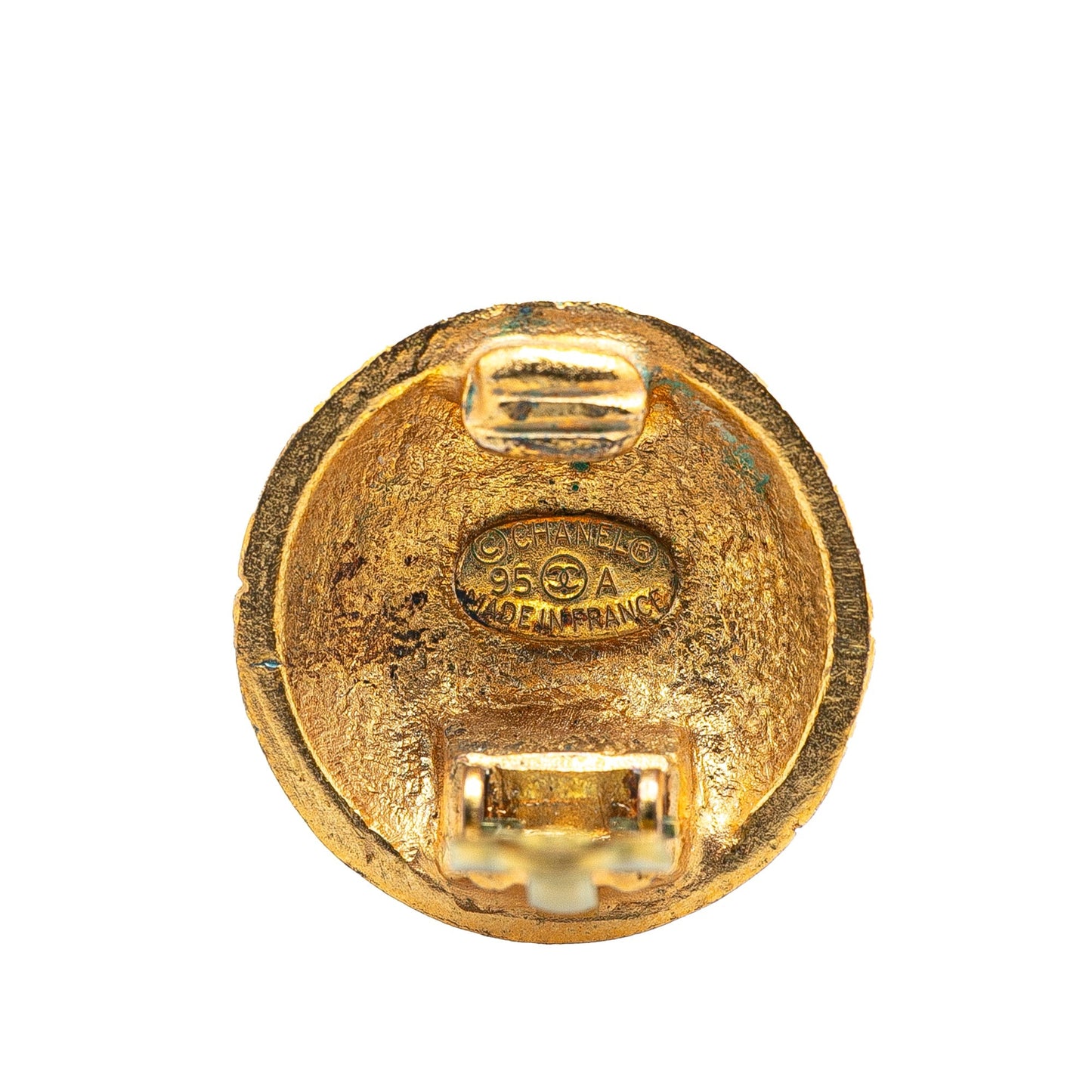 Chanel Gold Plated CC Round Clip on Earrings Gold
