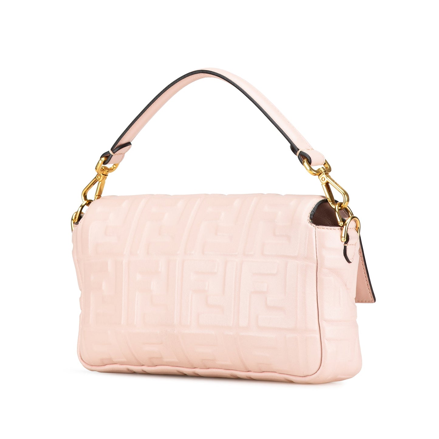 Fendi Zucca Embossed Leather Baguette Satchel Pink