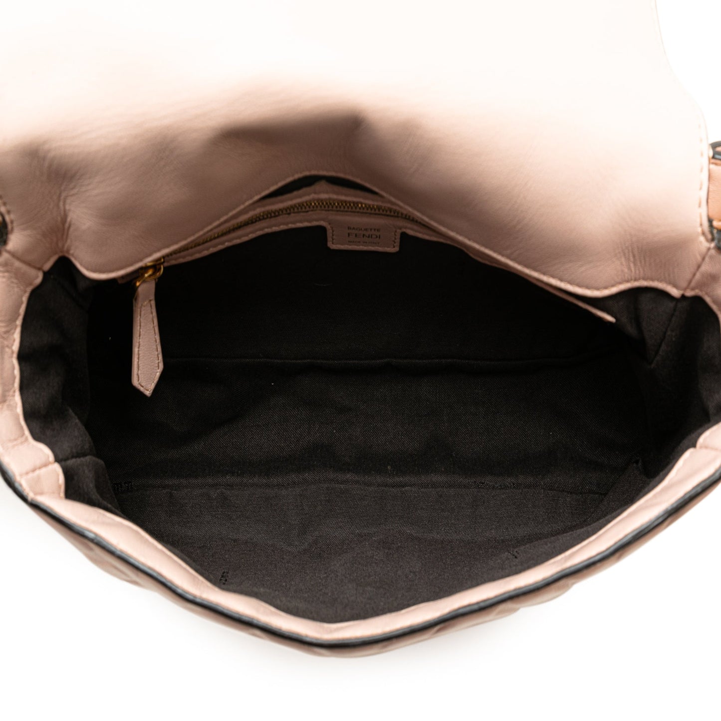 Fendi Zucca Embossed Leather Baguette Satchel Pink