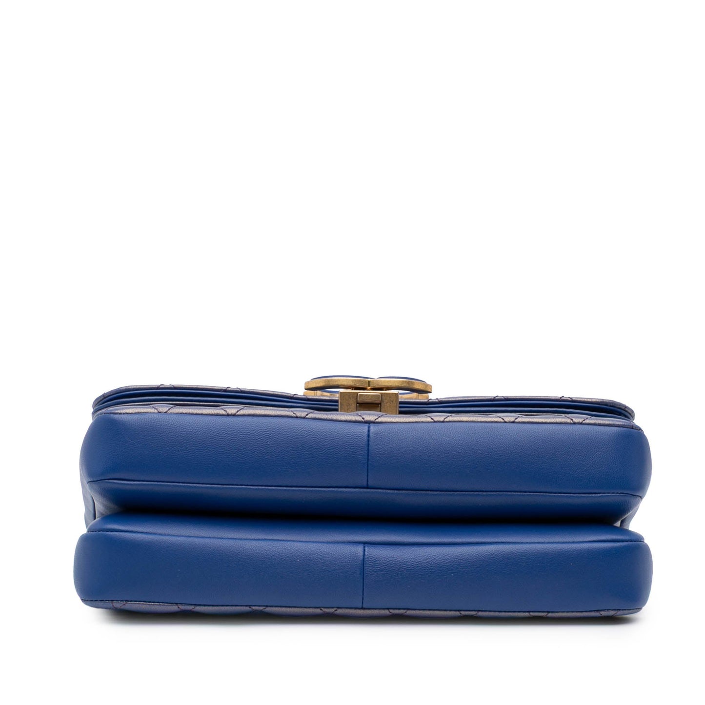 Chanel Medium Quilted Metallic Lambskin CC Chic Double Flap Blue