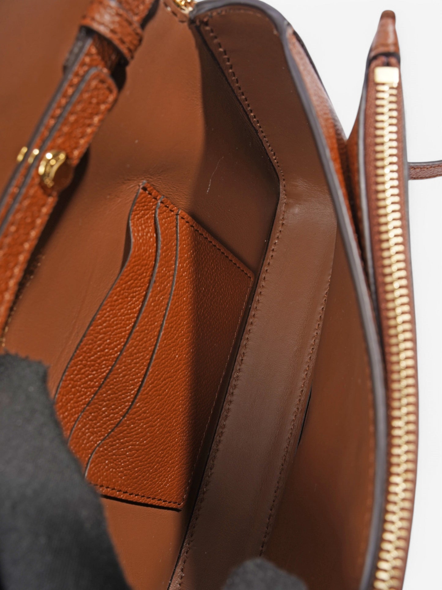 Burberry Haymarket Check Leather Crossbody Beige Checkered / Brown Leather