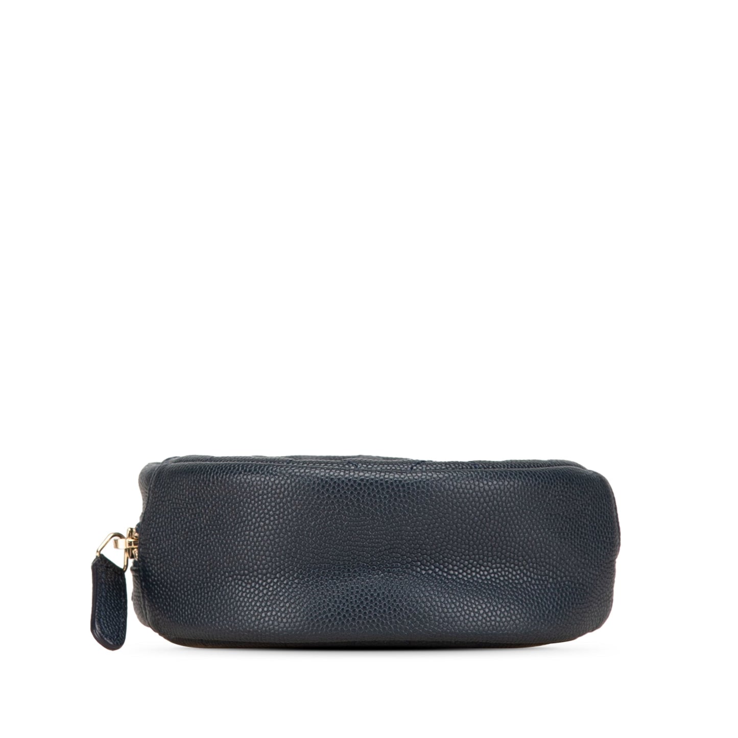 Chanel CC Quilted Caviar Round Clutch With Chain Blue