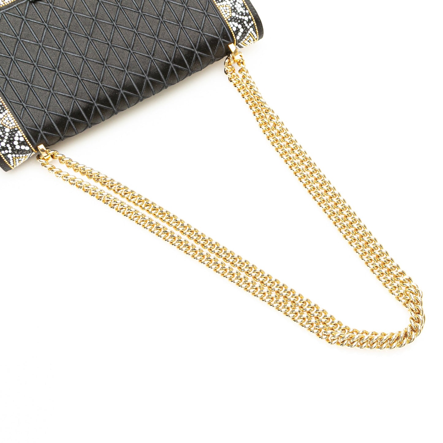 Ferragamo Medium Vara Embellished Satin Ginny Chain Crossbody Black