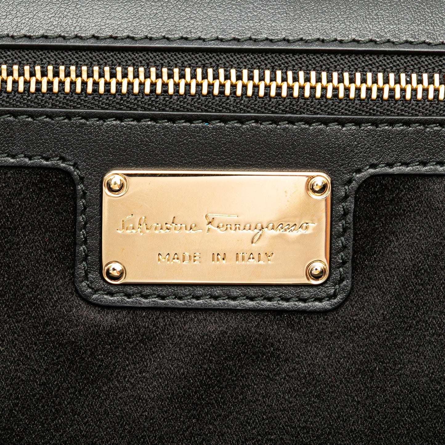 Ferragamo Medium Vara Embellished Satin Ginny Chain Crossbody Black