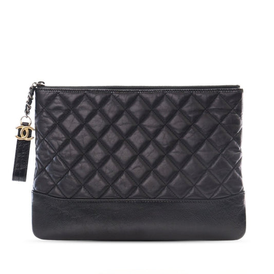 Chanel Medium Aged Calfskin Gabrielle O Case Clutch Black