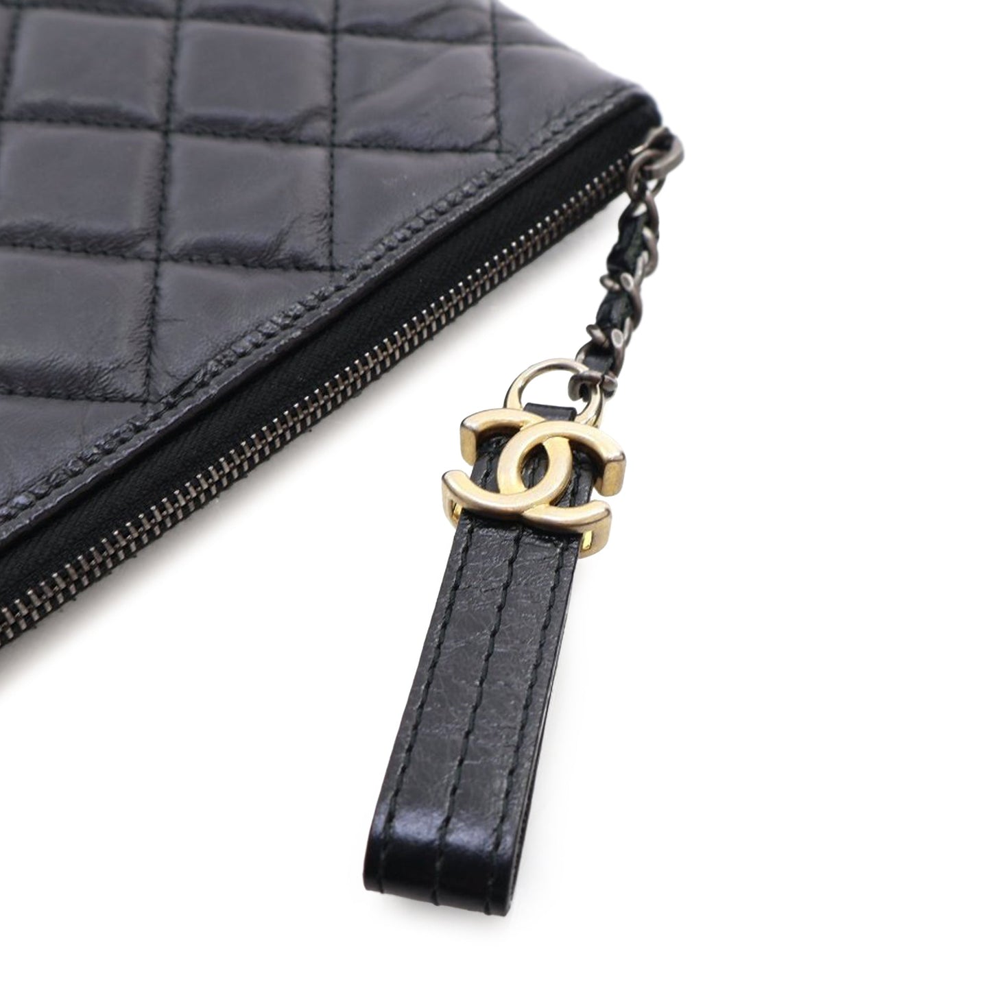 Chanel Medium Aged Calfskin Gabrielle O Case Clutch Black