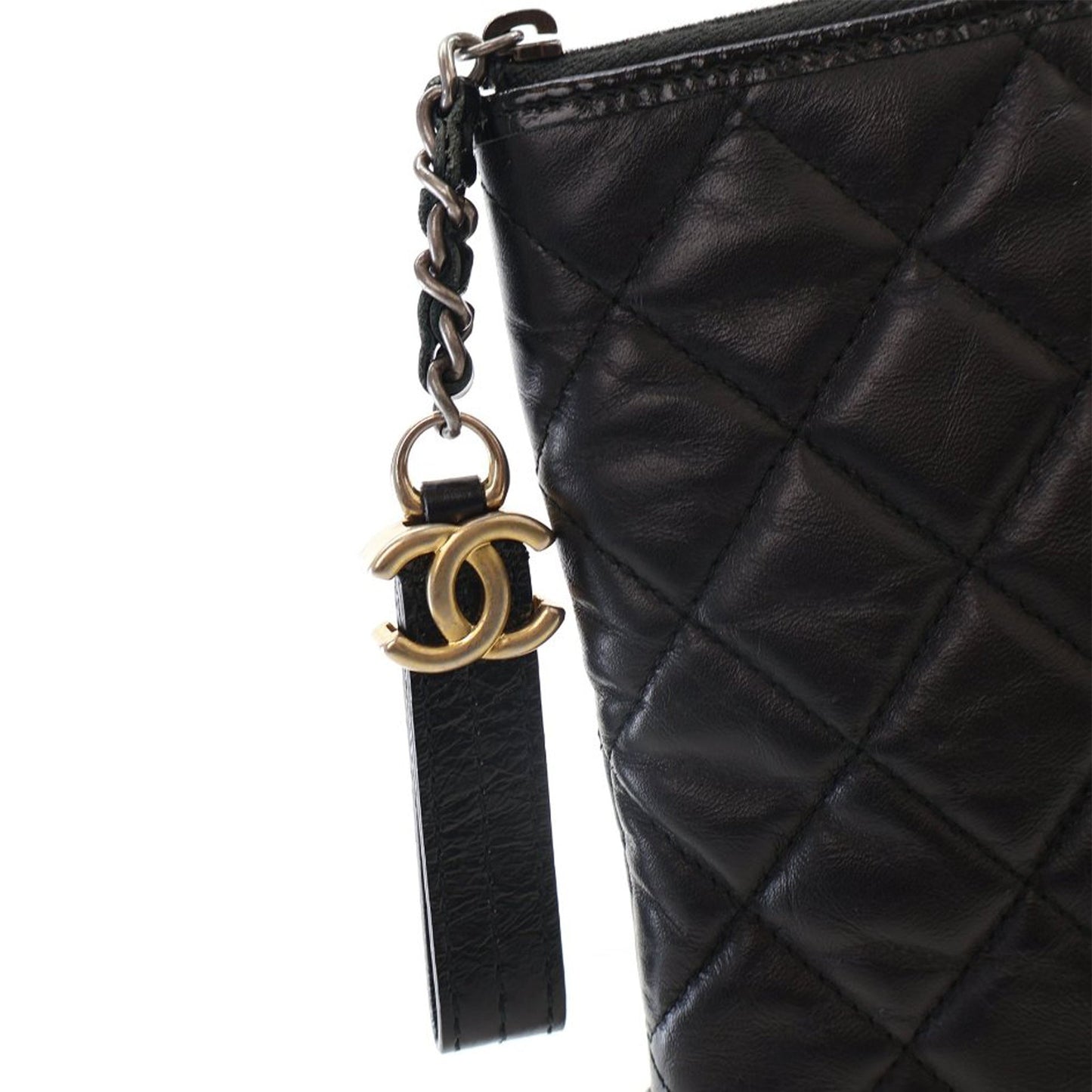 Chanel Medium Aged Calfskin Gabrielle O Case Clutch Black