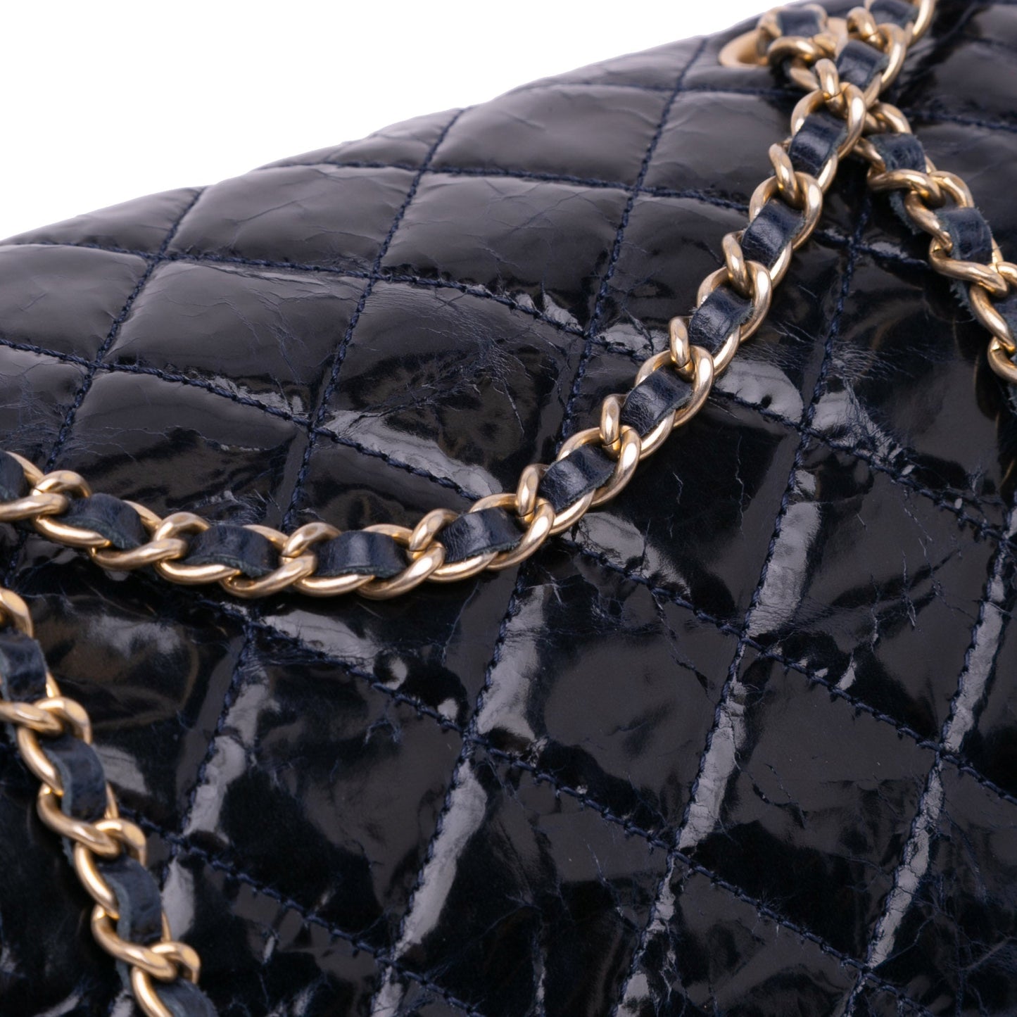Chanel CC Crackled Glazed Calfskin Accordion Flap Blue