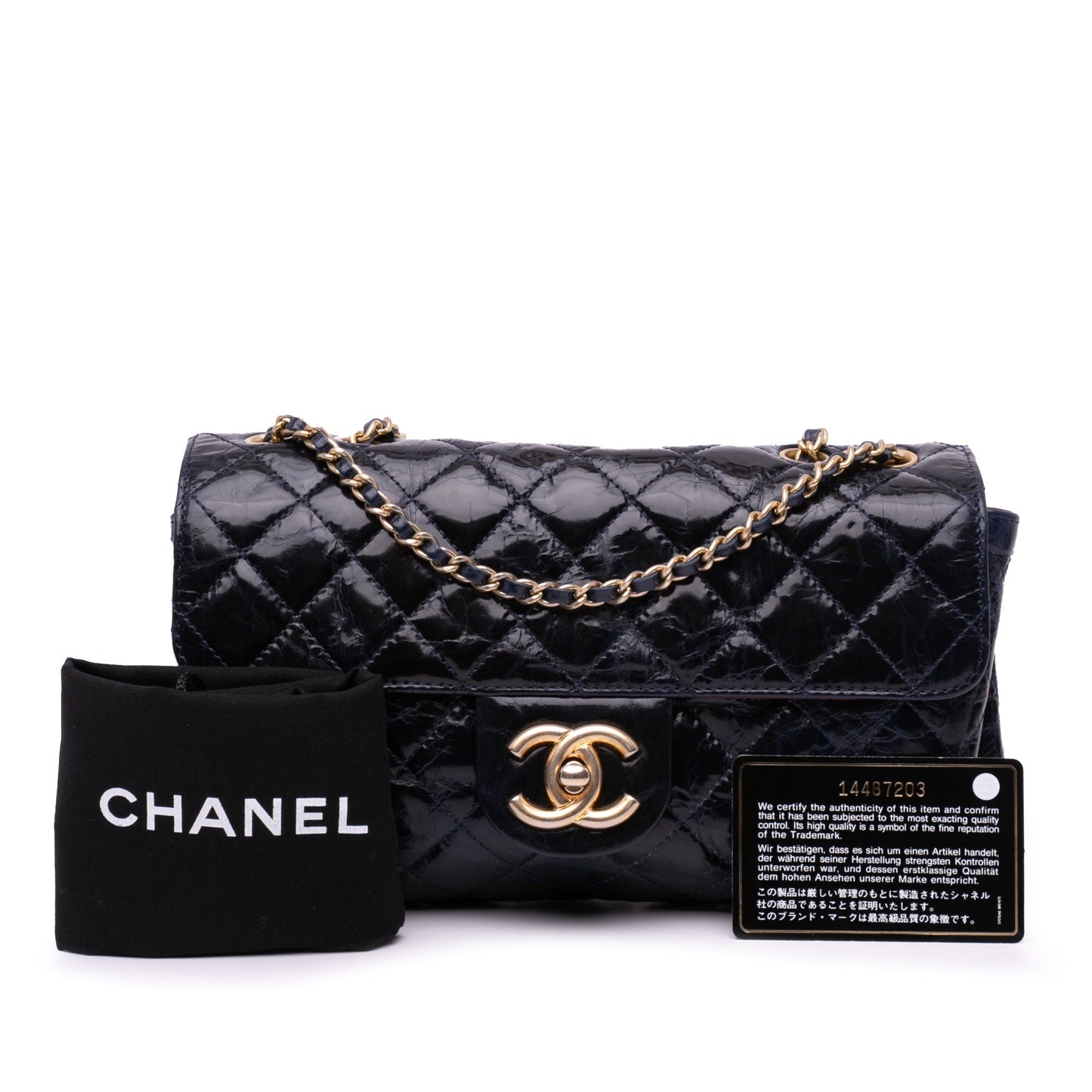 Chanel CC Crackled Glazed Calfskin Accordion Flap Blue