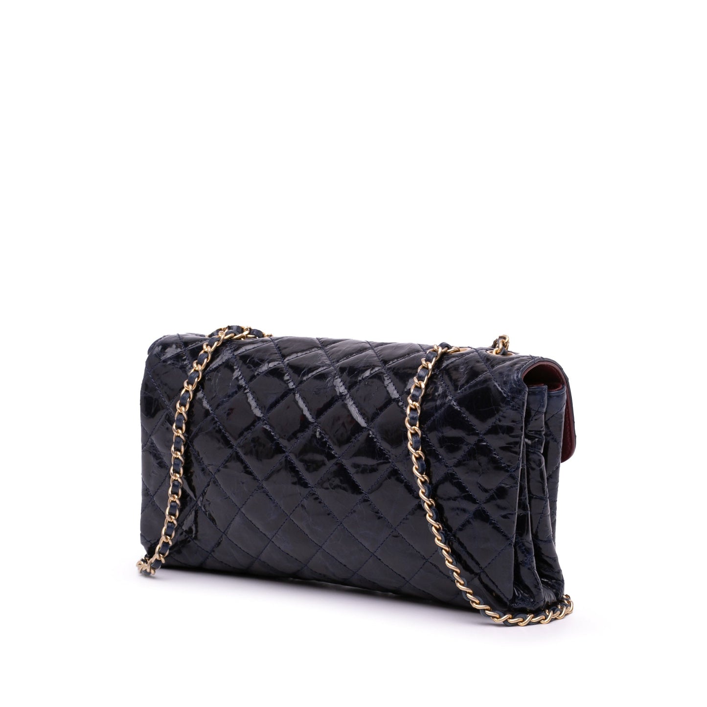 Chanel CC Crackled Glazed Calfskin Accordion Flap Blue