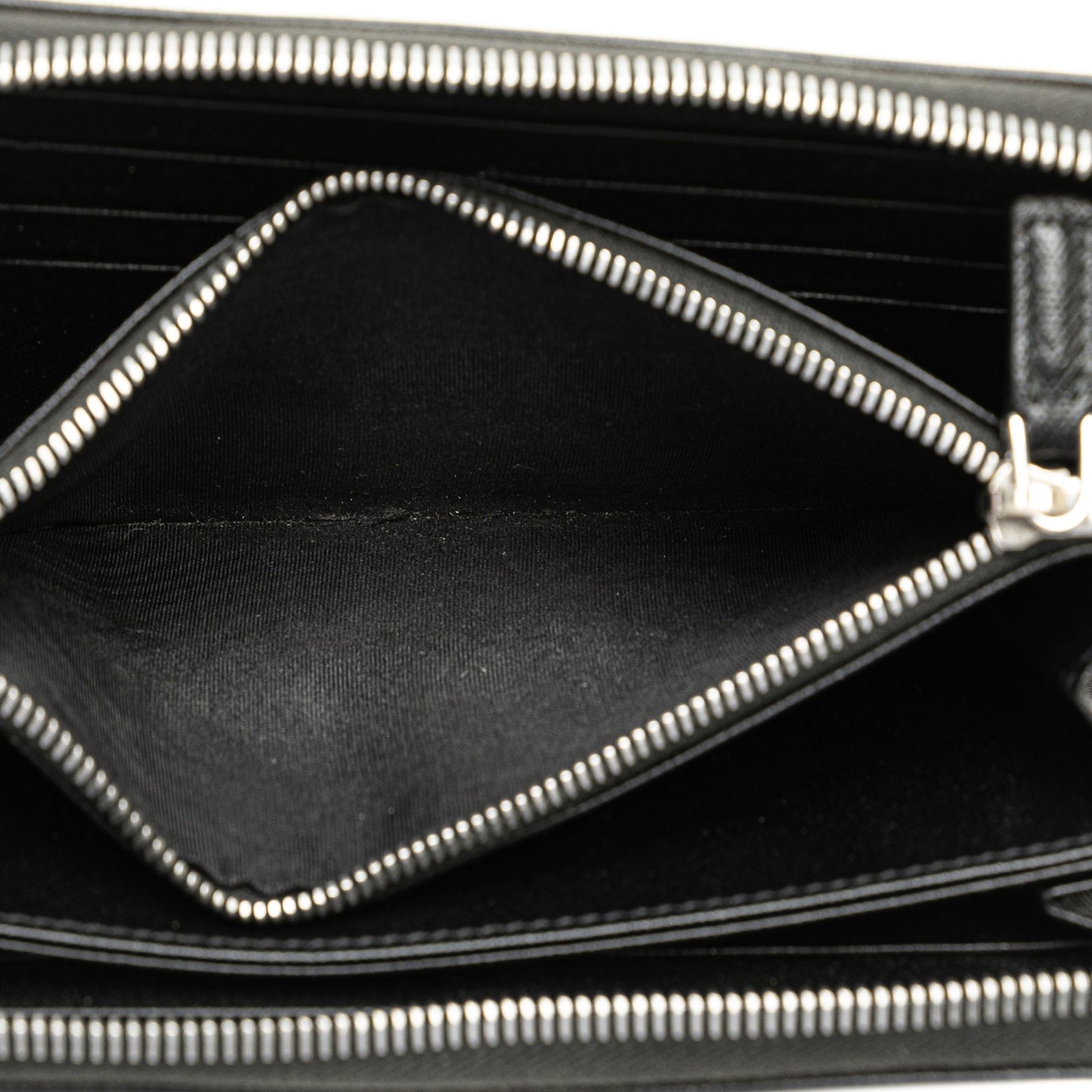 Prada Saffiano Zip Around Wallet Black