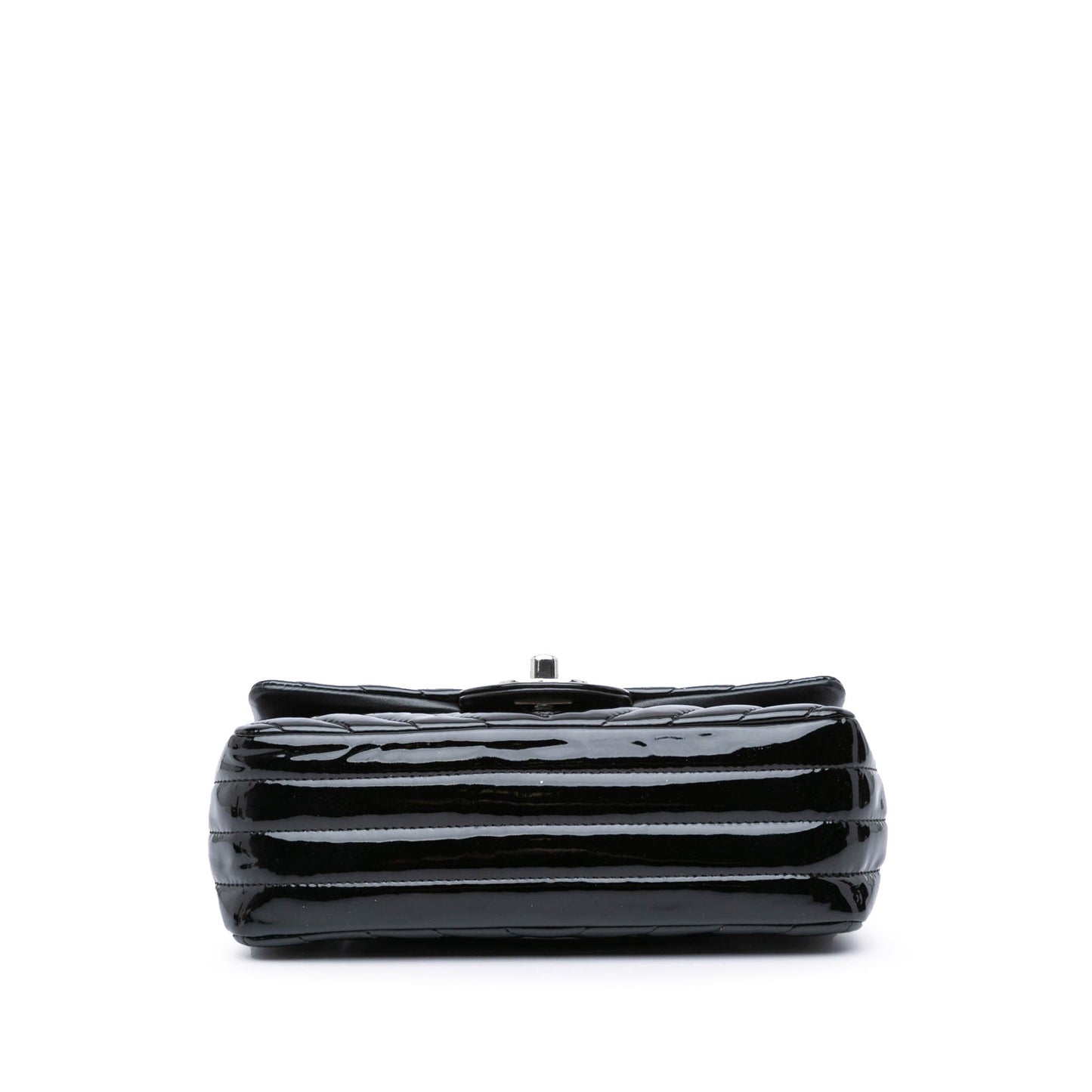 Chanel Mini Rectangular Classic Chevron Patent Single Flap Black