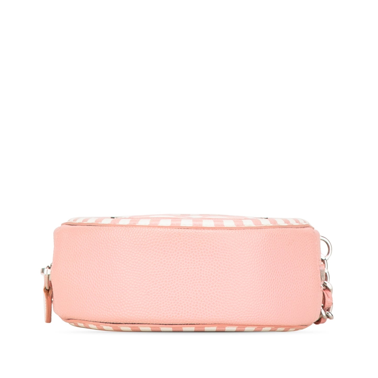 Chanel Caviar Striped CC Filigree Round Crossbody Pink
