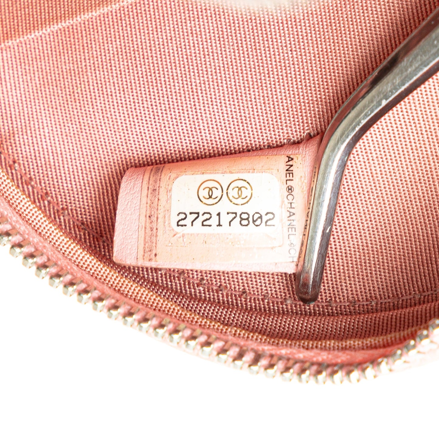 Chanel Caviar Striped CC Filigree Round Crossbody Pink