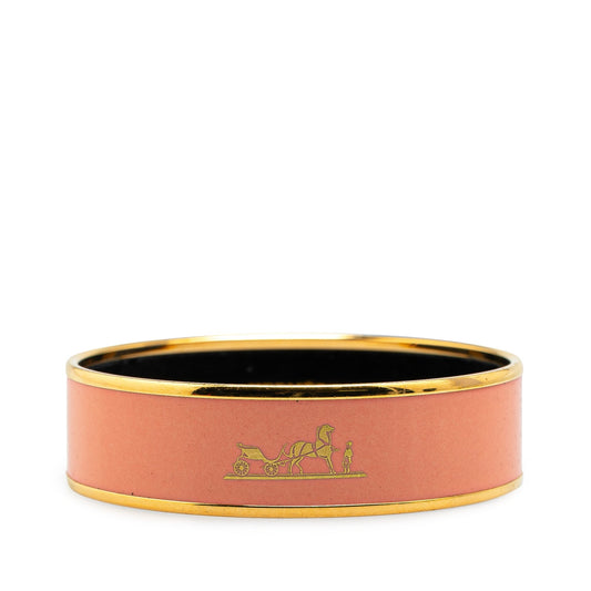 Hermès Wide Caleche Enamel Bangle 70 Orange