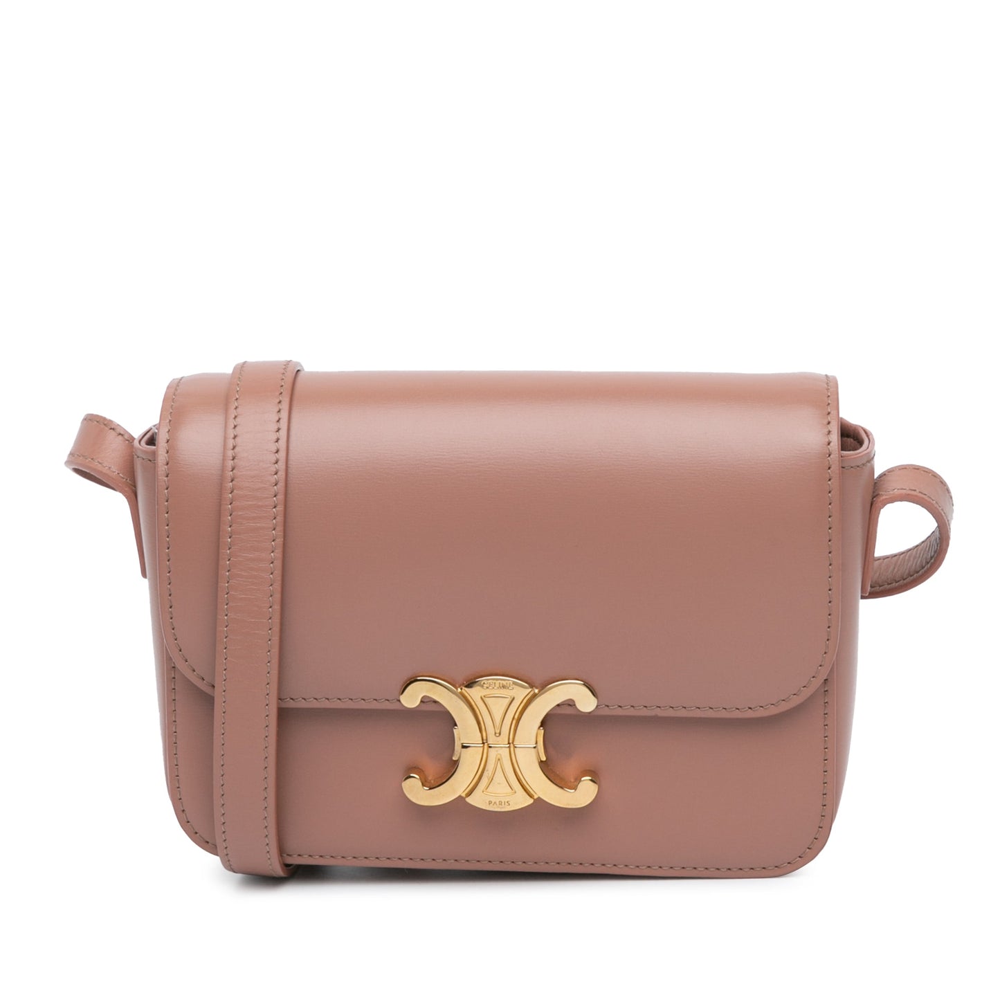 Celine Teen Shiny Calfskin Triomphe Crossbody Brown