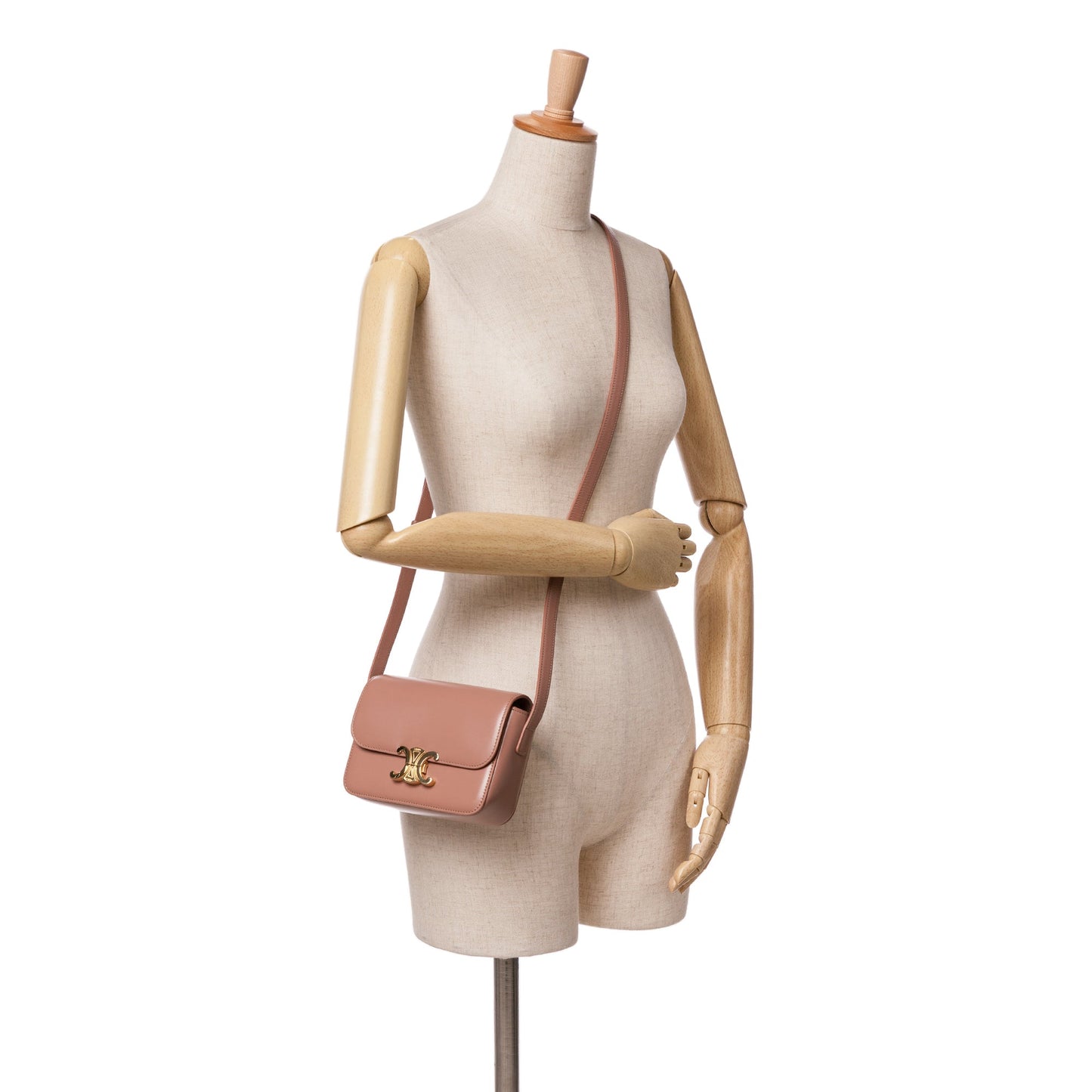 Celine Teen Shiny Calfskin Triomphe Crossbody Brown