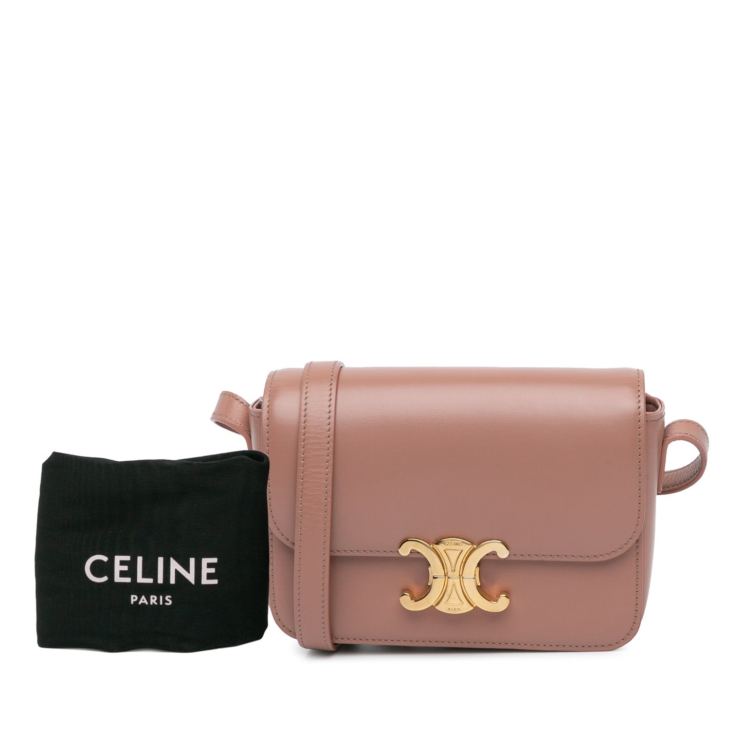 Celine Teen Shiny Calfskin Triomphe Crossbody Brown