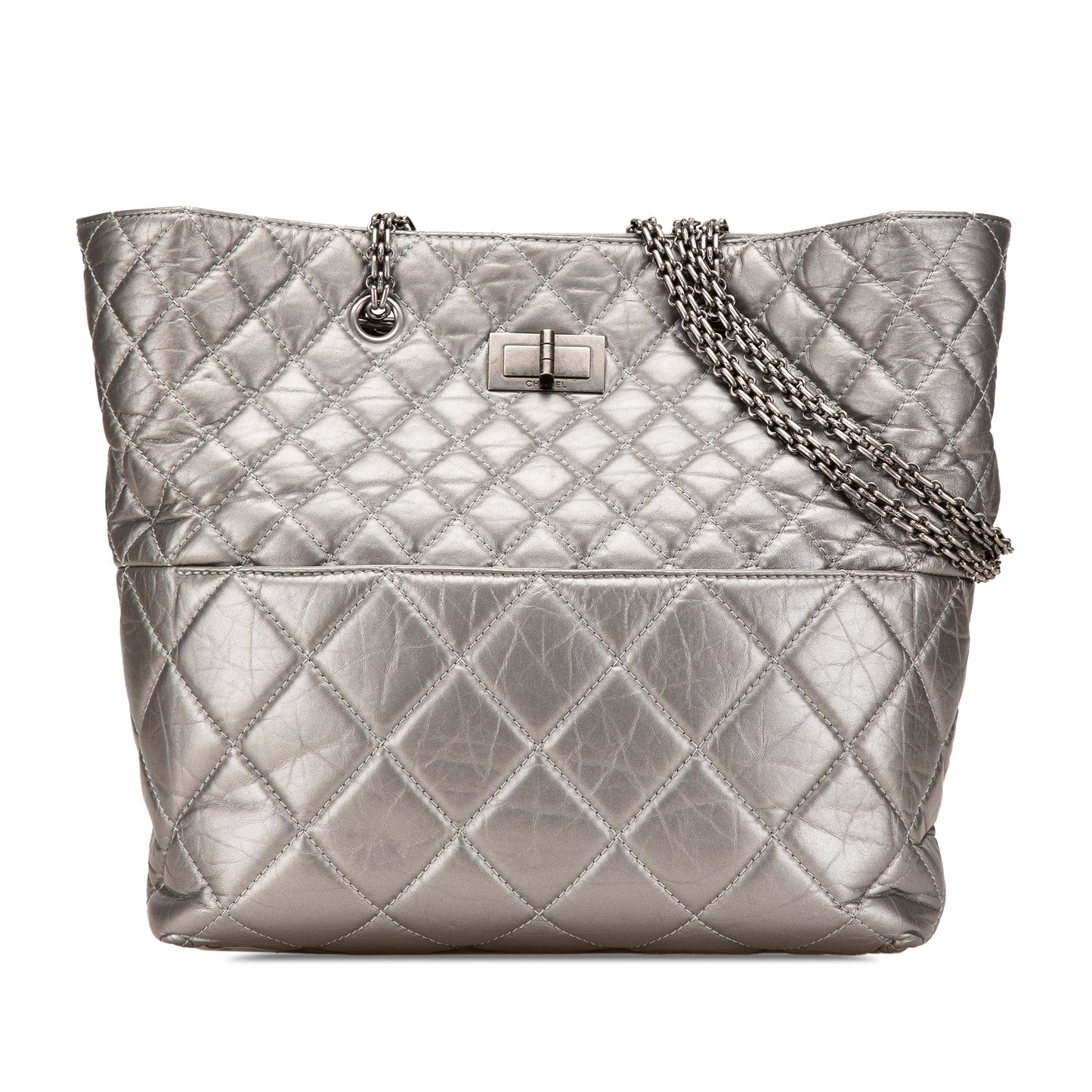 Chanel Reissue 2.55 Quilted Aged Calfskin Tote Silver