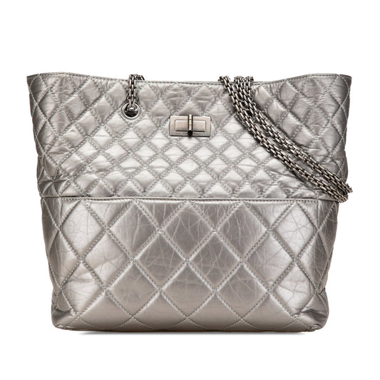 Chanel Reissue 2.55 Quilted Aged Calfskin Tote Silver