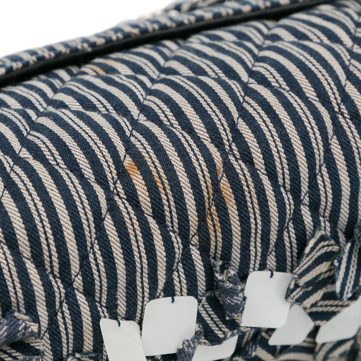 Chanel Medium Classic Canvas Sequin Stripes Double Flap Blue