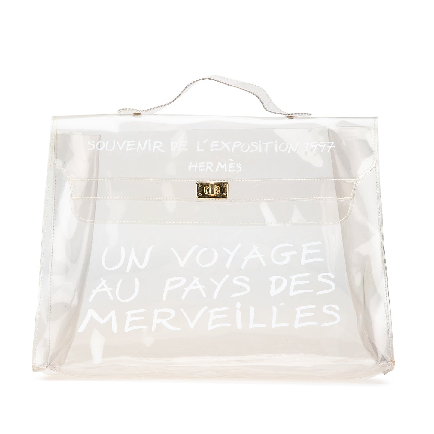 Hermès Vinyl Souvenir De L'Exposition Kelly Handbag White