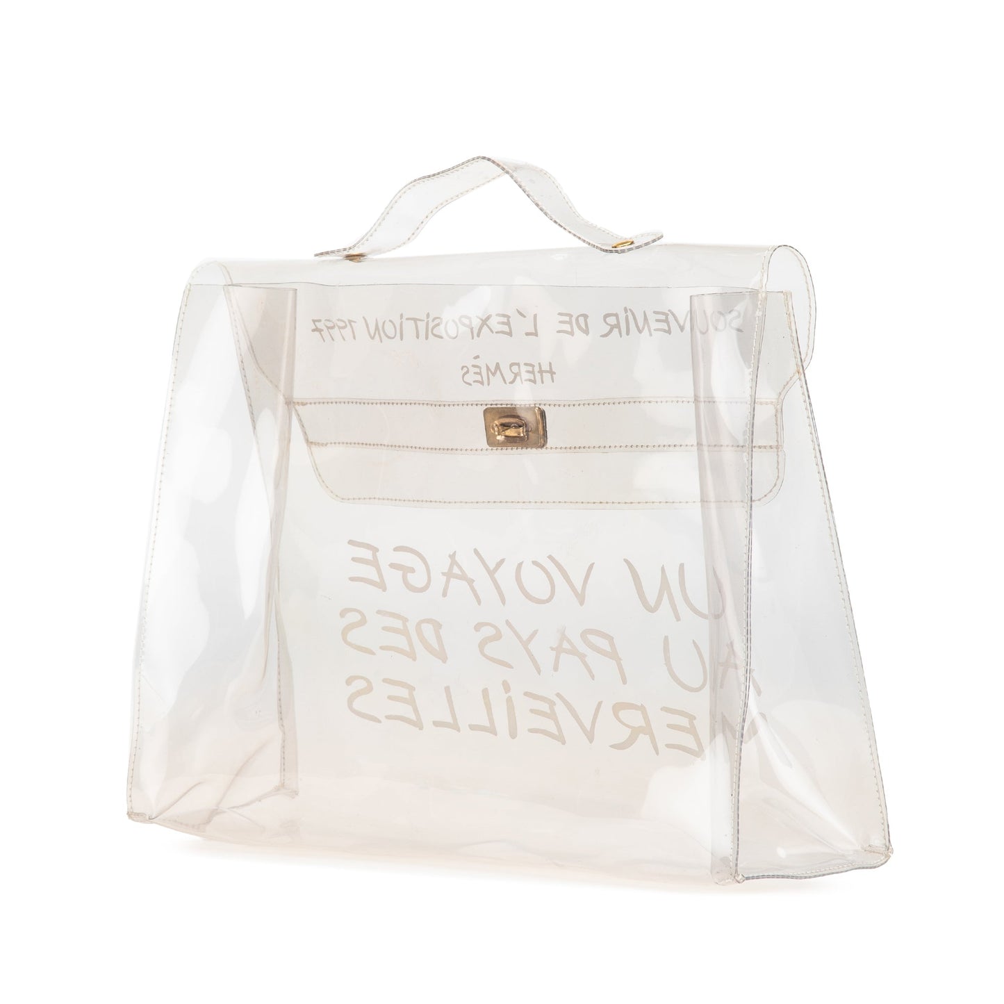 Hermès Vinyl Souvenir De L'Exposition Kelly Handbag White
