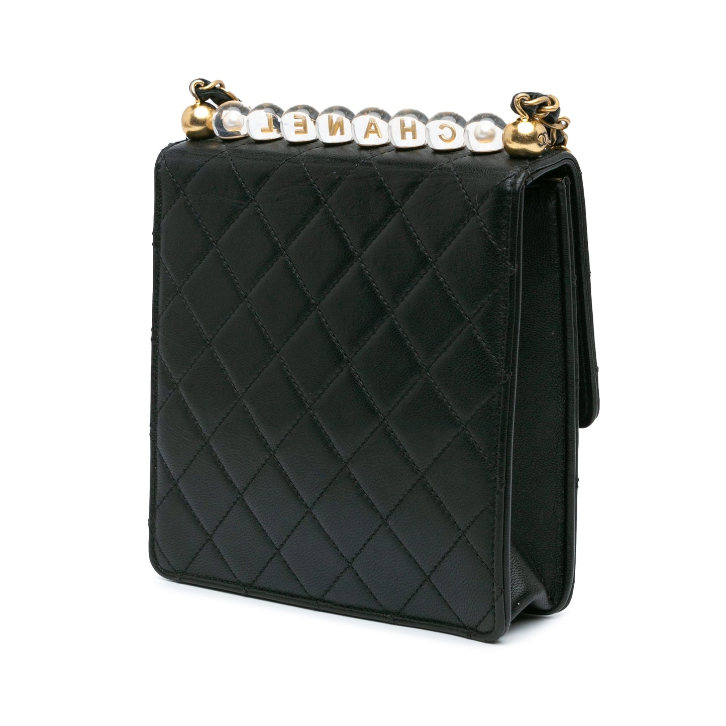 Chanel Quilted Goatskin Chic Pearls Flap Black