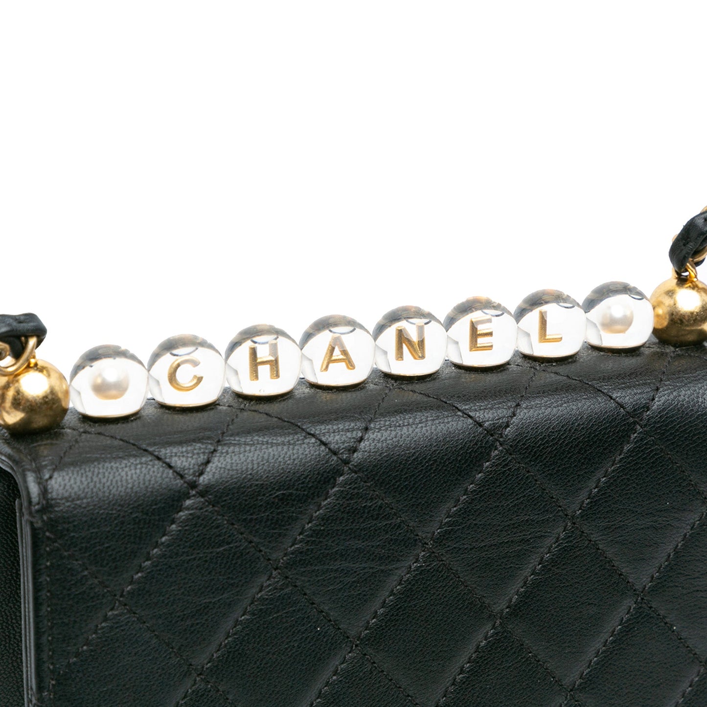 Chanel Quilted Goatskin Chic Pearls Flap Black