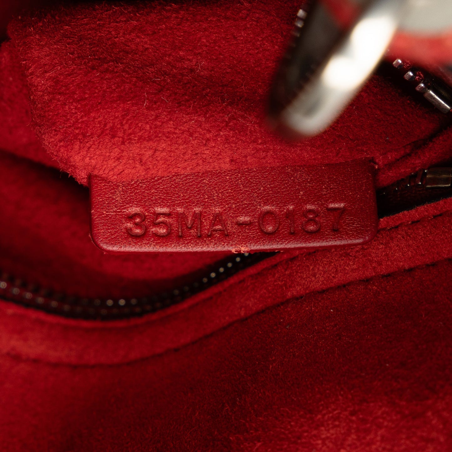 Dior Mini Embossed Calfskin Cannage Studded Lady Dior Red