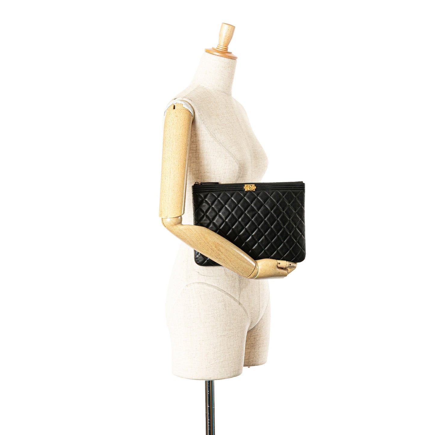 Chanel Medium Quilted Caviar Boy O Case Clutch Black