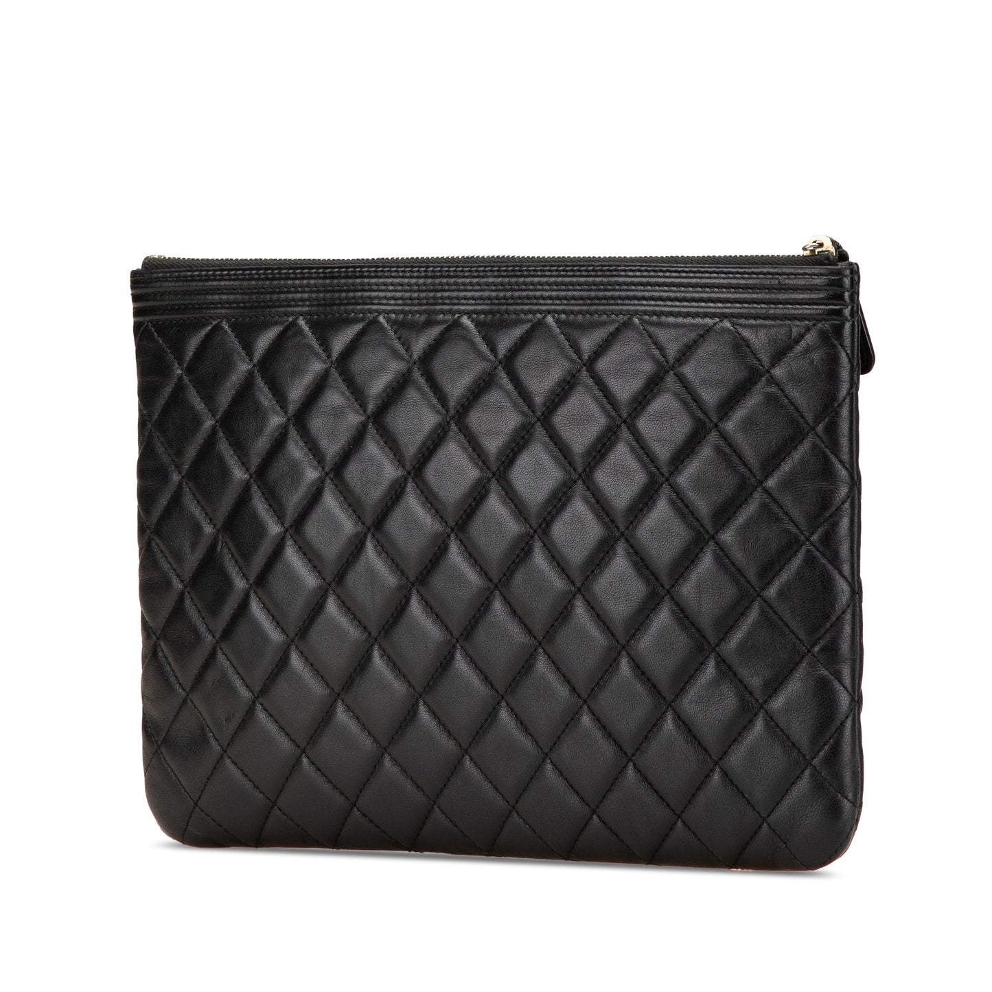 Chanel Medium Quilted Caviar Boy O Case Clutch Black