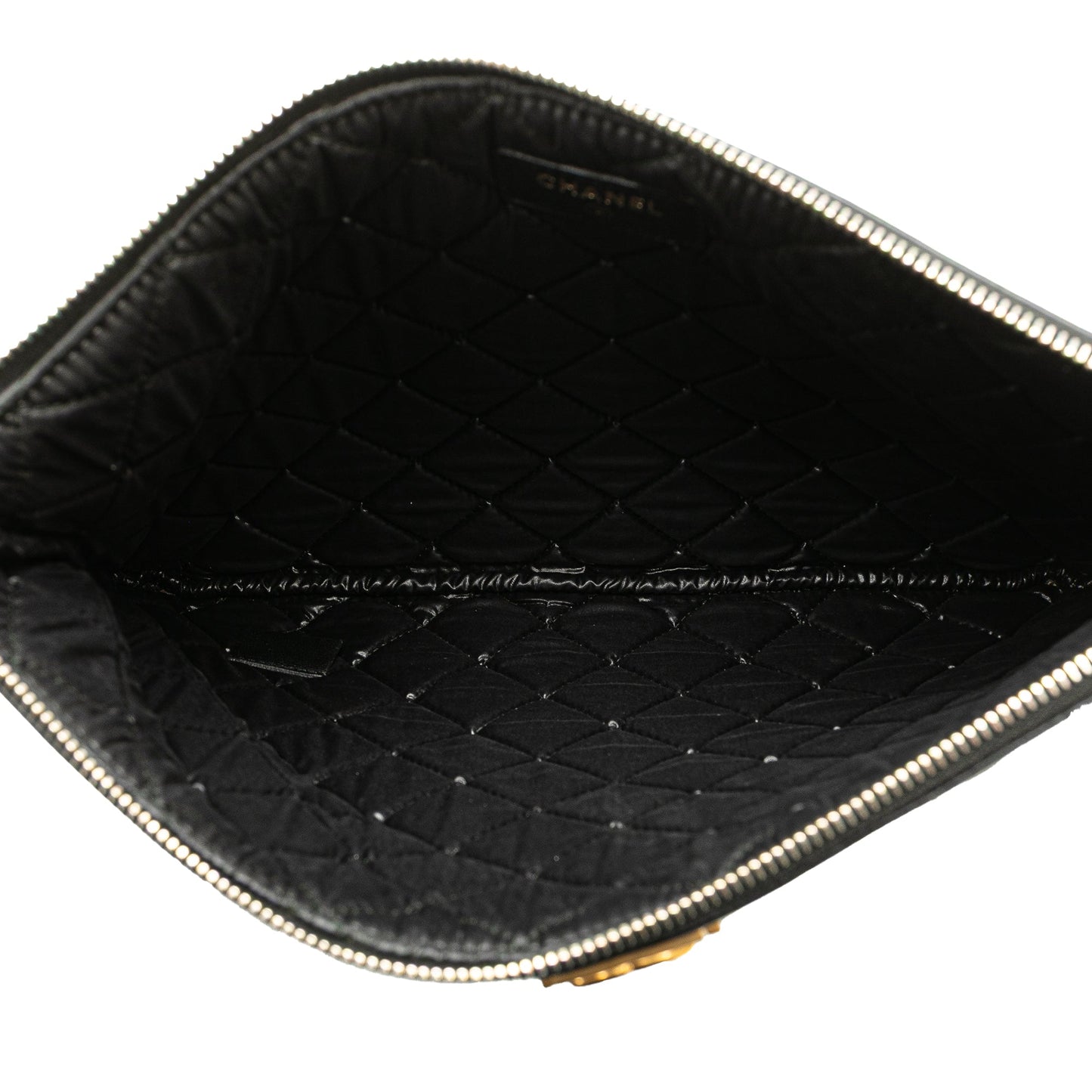 Chanel Medium Quilted Caviar Boy O Case Clutch Black